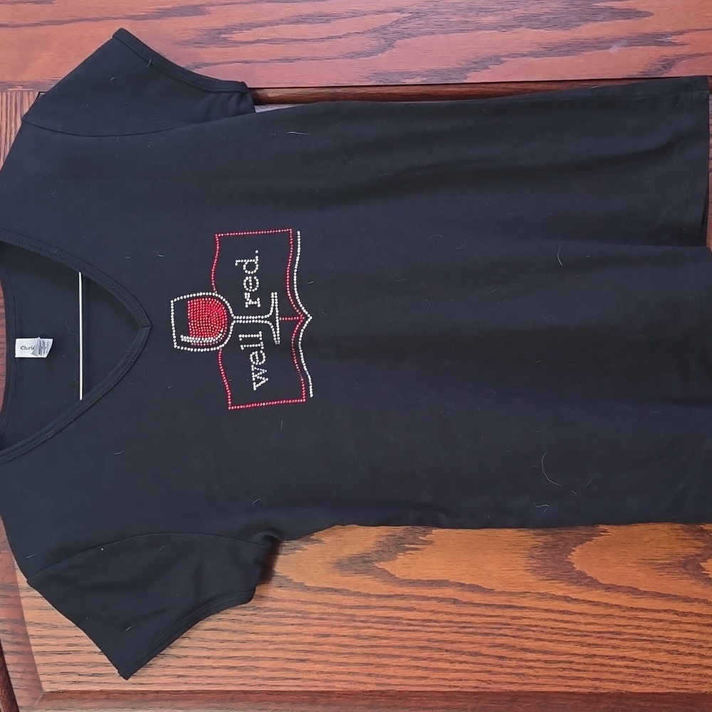 Well Red Rhinestone Tee Size L